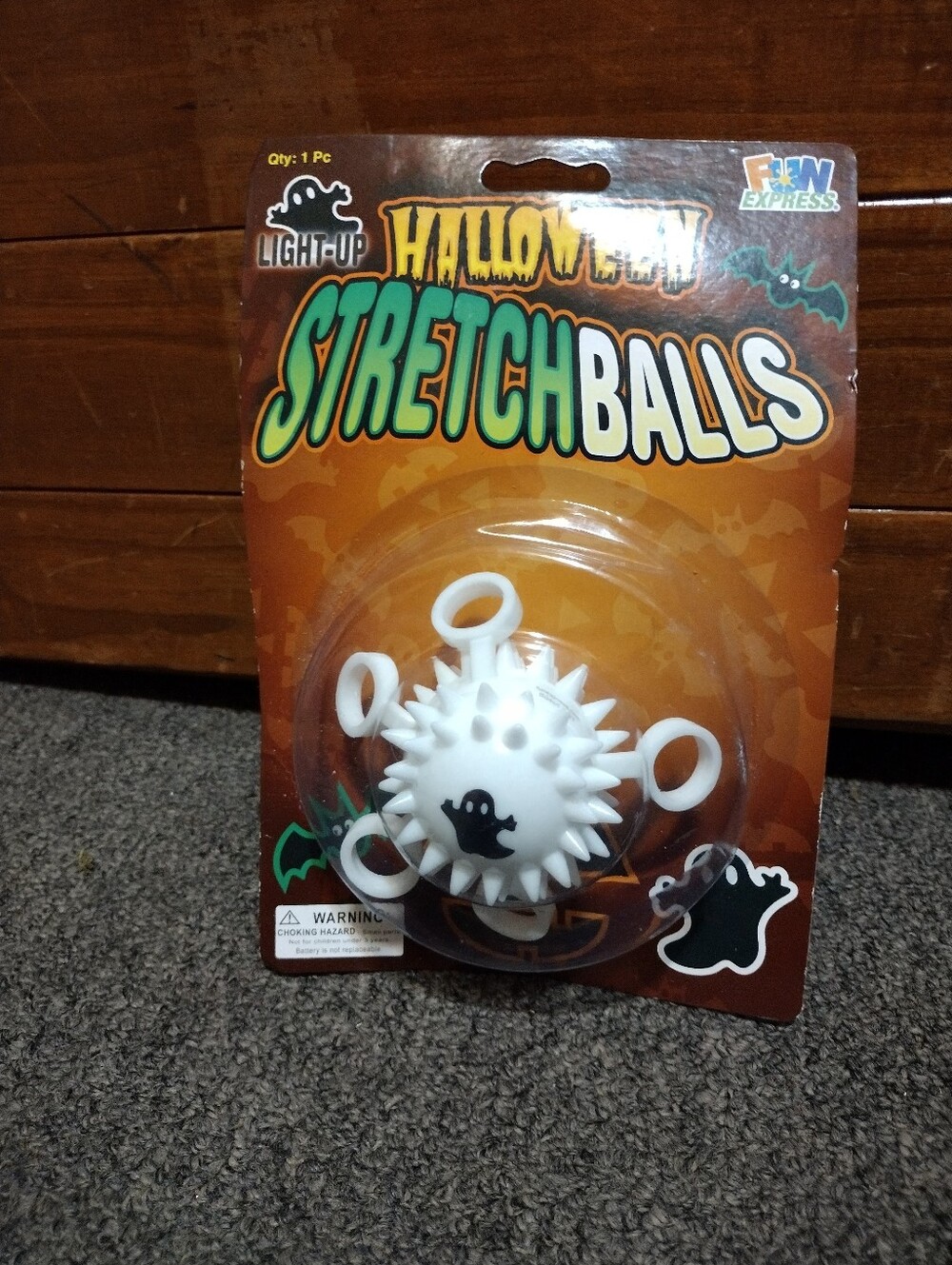 Express White Halloween Spiky Stretch Ball with Ghost
